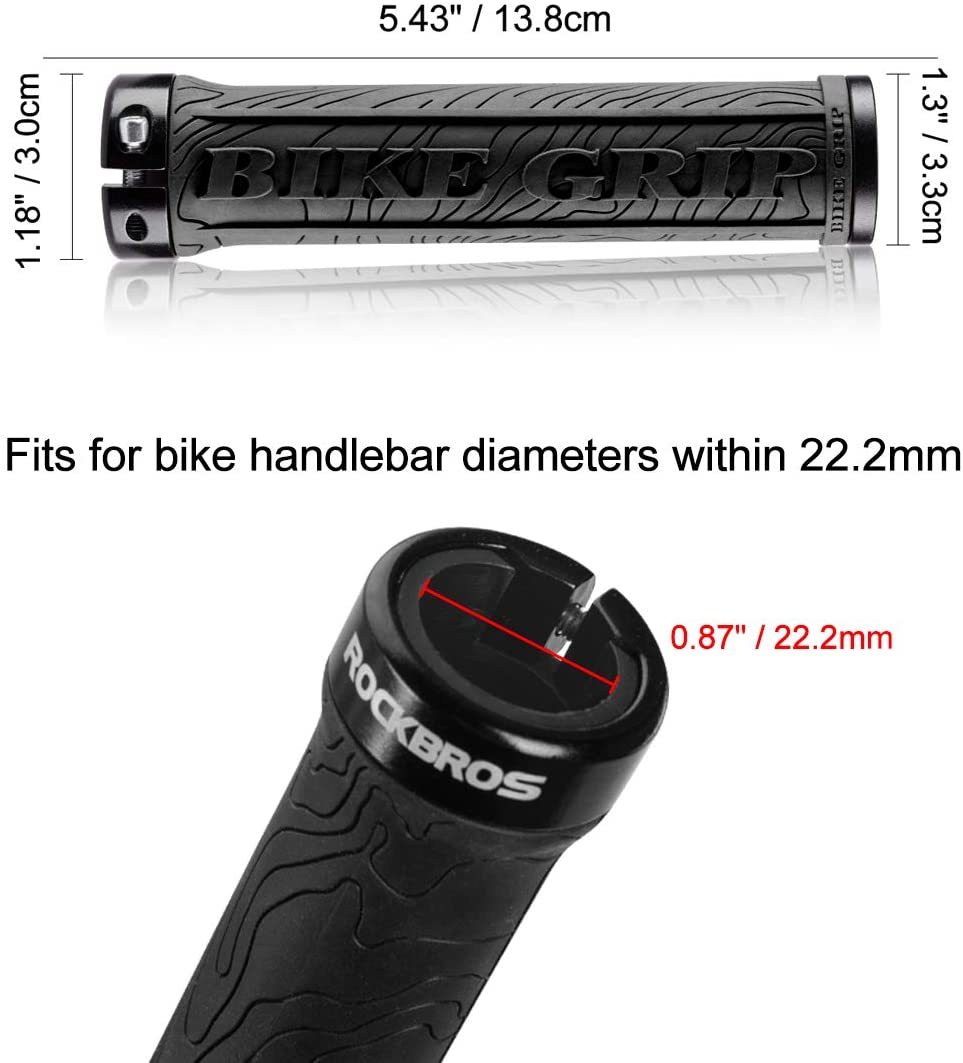 ROCKBROS Poignées de Guidon de Vélo 22mm Caoutchouc Antidérapant Bleu
