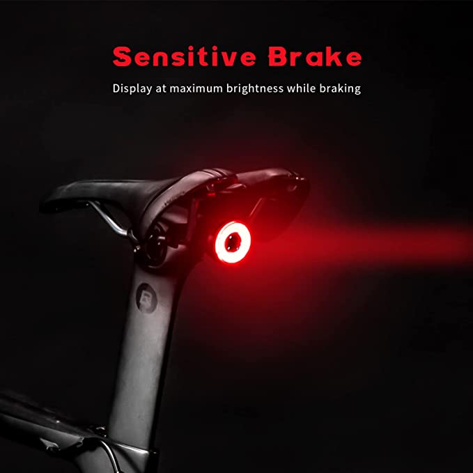 ROCKBROS Feu arrière de vélo rechargeable intelligent 60 lumens 4 modes IP65 étanche avec mise sous tension automatique