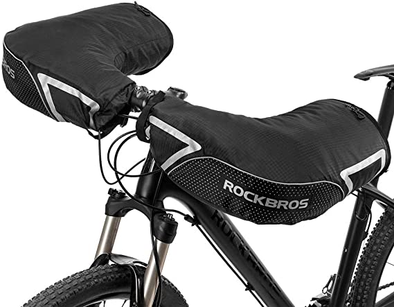ROCKBROS manchettes de guidon gants de guidon pour vélo moto scooter doublés coupe-vent déperlants réfléchissants