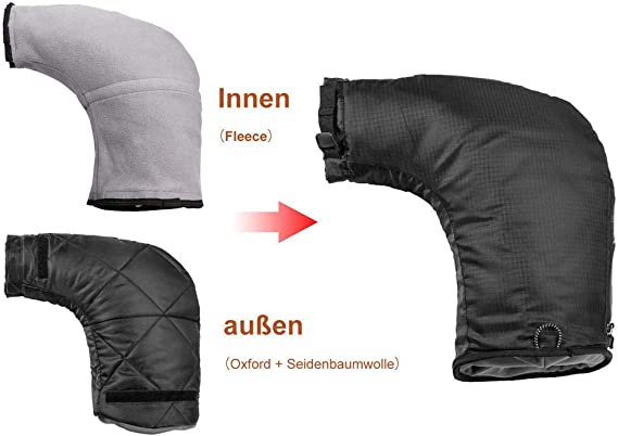 ROCKBROS manchettes de guidon gants de guidon pour vélo moto scooter doublés coupe-vent déperlants réfléchissants