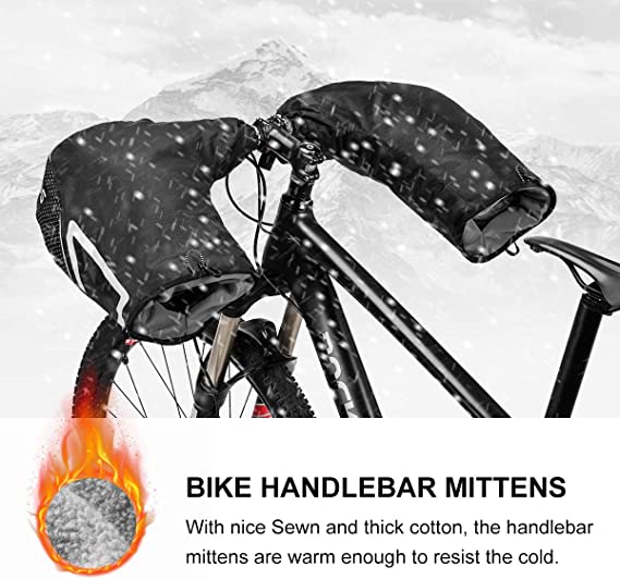 ROCKBROS manchettes de guidon gants de guidon pour vélo moto scooter doublés coupe-vent déperlants réfléchissants