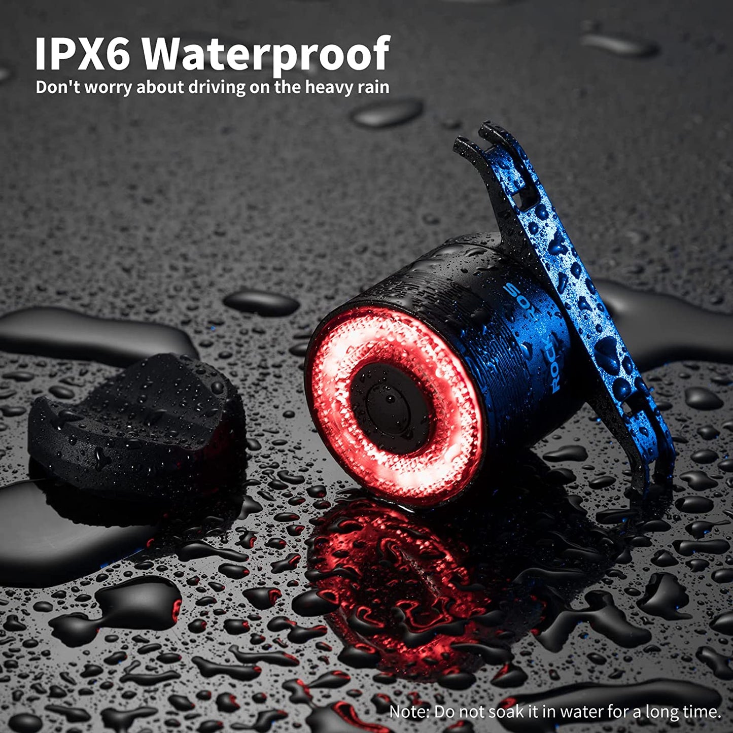 ROCKBROS Feu arrière de vélo rechargeable intelligent 4 modes IPX6 étanche