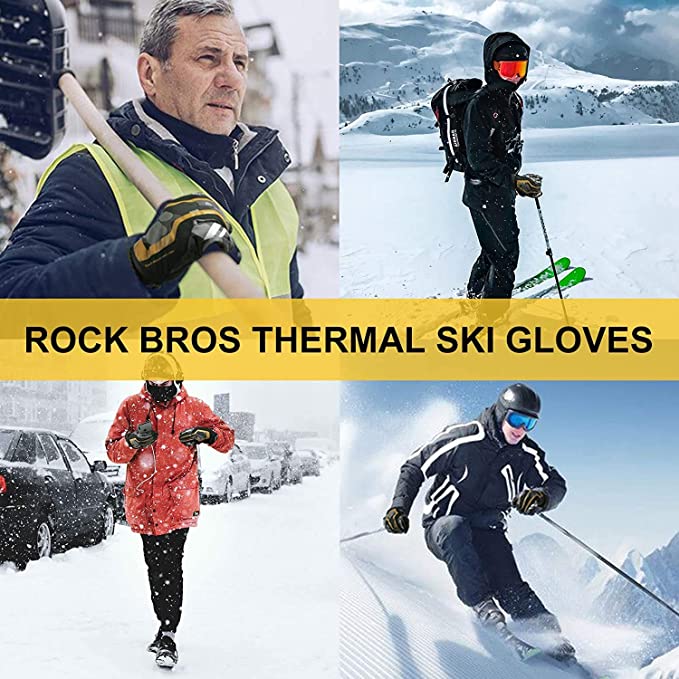 ROCKBROS Gants de ski imperméables extra chauds anti-dérapants pour homme