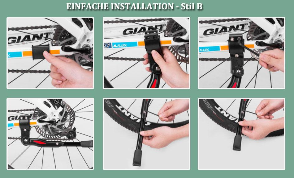 ROCKBROS support de vélo réglable en hauteur béquille latérale réglable 24-29 pouces en aluminium