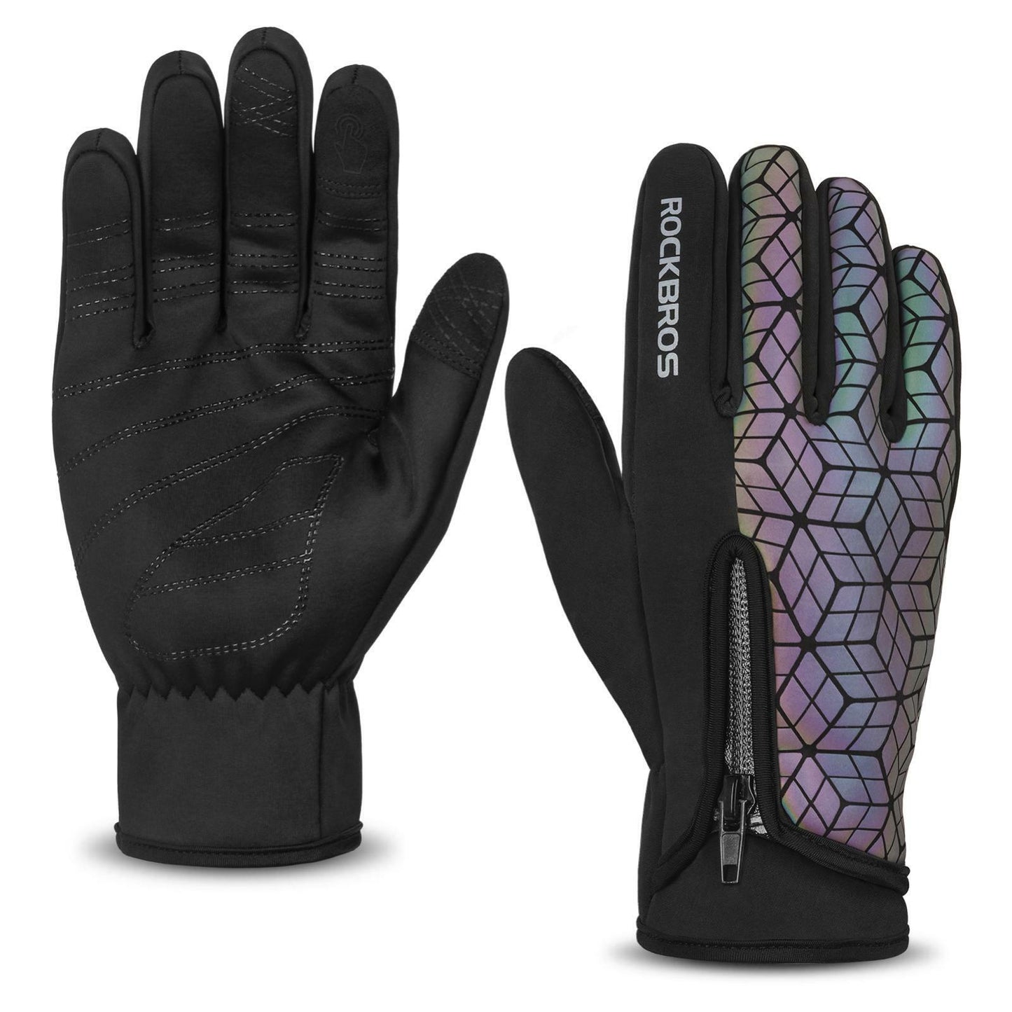 ROCKBROS S077-8 Moto Vélo Gants Écran Tactile Coupe-Vent Chaud Ski Sports VTT