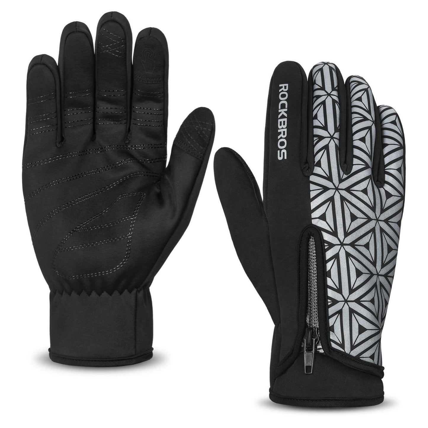 ROCKBROS S077-8 Moto Vélo Gants Écran Tactile Coupe-Vent Chaud Ski Sports VTT