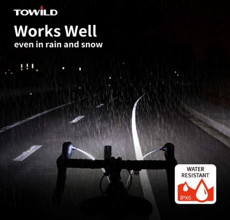 TOWILD CL1200 Garmin/GoPro Mount Compatible 1200 4000mAh Batterie Lampe de vélo étanche pour les navetteurs