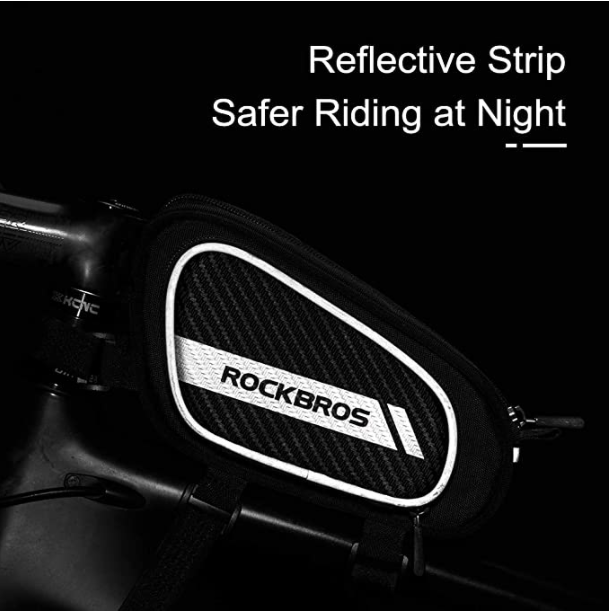 ROCKBROS 006-1BK Sacoche pour Cadre de Vélo avec 2 Poches Latérales Réfléchissant 1.8L Noir