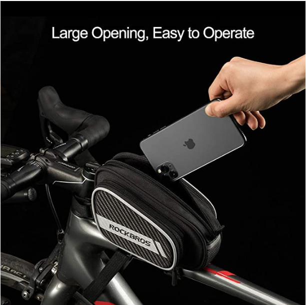 ROCKBROS 006-1BK Sacoche pour Cadre de Vélo avec 2 Poches Latérales Réfléchissant 1.8L Noir