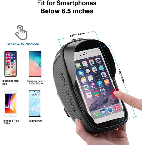 ROCKBROS 010-4BK Sacoche de guidon de vélo pour téléphone portable jusqu'à 6,0 pouces