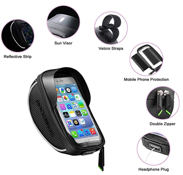 ROCKBROS 010-4BK Sacoche de guidon de vélo pour téléphone portable jusqu'à 6,0 pouces