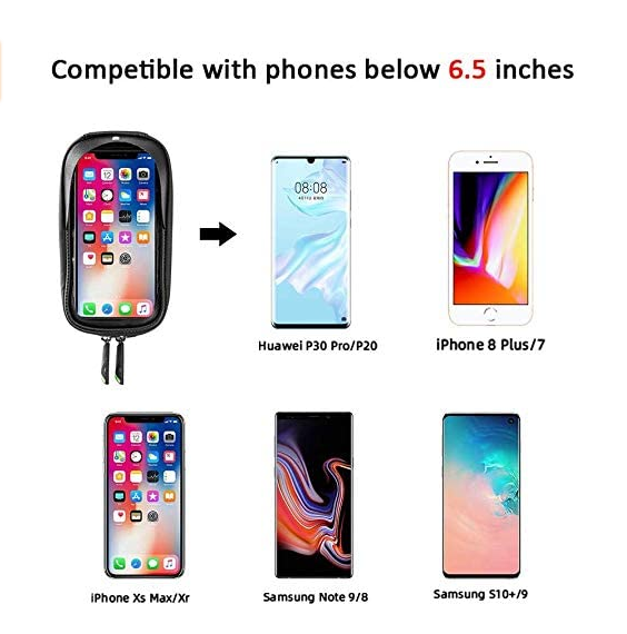 ROCKBROS 017-1BK Sacoche de cadre de vélo à écran tactile pour téléphone portable jusqu'à 6,5 pouces