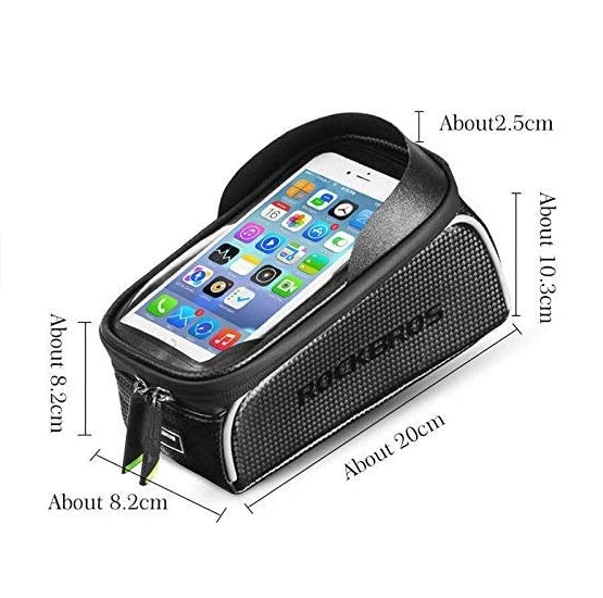 ROCKBROS 017-1BK Sacoche de cadre de vélo à écran tactile pour téléphone portable jusqu'à 6,5 pouces