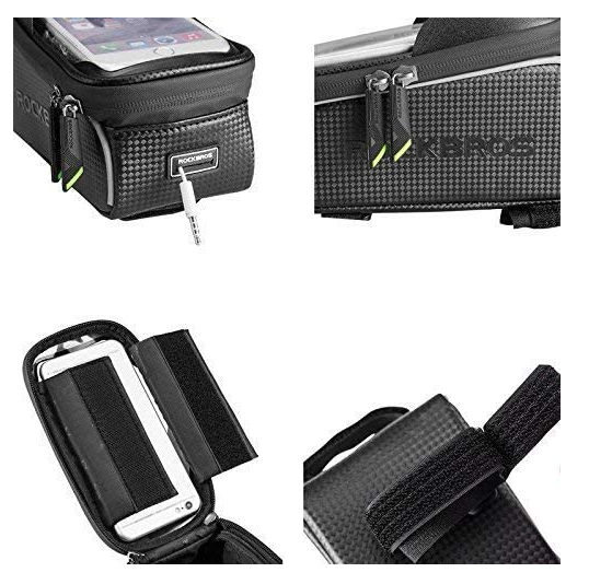 ROCKBROS 017-1BK Sacoche de cadre de vélo à écran tactile pour téléphone portable jusqu'à 6,5 pouces