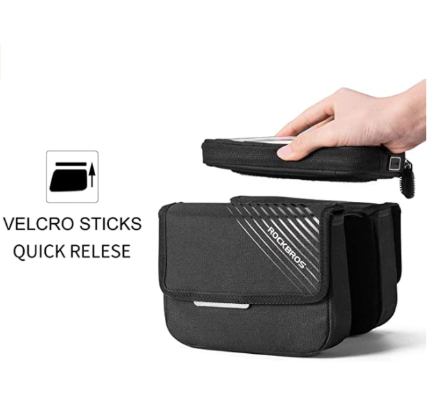 ROCKBROS 030-60BK Sac de cadre de vélo avec poche pour téléphone portable jusqu'à 6,0 pouces