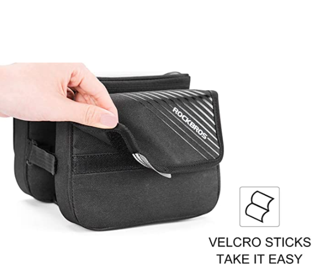 ROCKBROS 030-60BK Sac de cadre de vélo avec poche pour téléphone portable jusqu'à 6,0 pouces