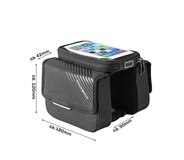 ROCKBROS 030-60BK Sac de cadre de vélo avec poche pour téléphone portable jusqu'à 6,0 pouces