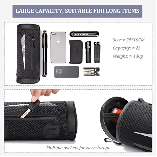 ROCKBROS 041B Sac de guidon Support de téléphone portable pour vélo env. 2L Noir
