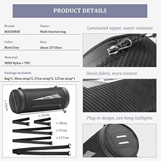 ROCKBROS 041B Sac de guidon Support de téléphone portable pour vélo env. 2L Noir