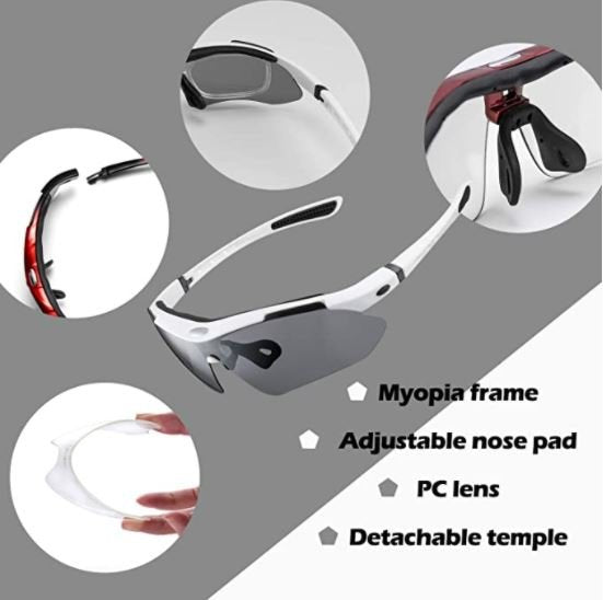 ROCKBROS 10003 Lunettes de Sport Polarisées avec 5 Verres Interchangeables Noir