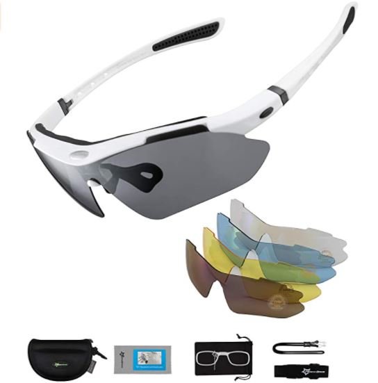 ROCKBROS 10003 Lunettes de Sport Polarisées avec 5 Verres Interchangeables Noir