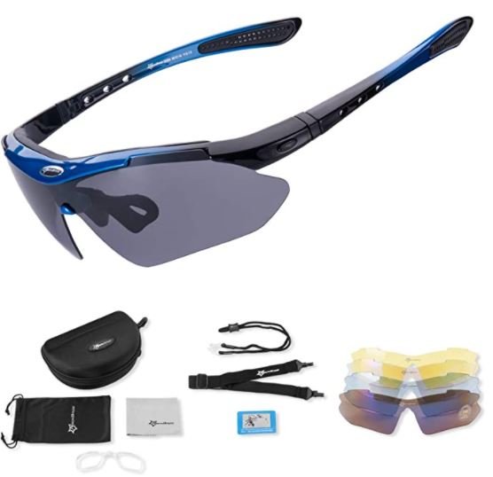 ROCKBROS 10003 Lunettes de Sport Polarisées avec 5 Verres Interchangeables Noir