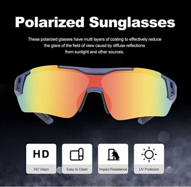 ROCKBROS 10117 Lunettes de cyclisme Lunettes de soleil polarisées Bleu (Verres rouges)