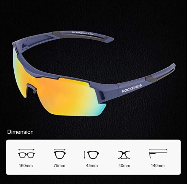 ROCKBROS 10117 Lunettes de cyclisme Lunettes de soleil polarisées Bleu (Verres rouges)