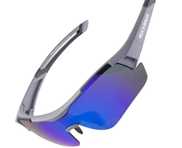 ROCKBROS 10117 Lunettes de cyclisme Lunettes de soleil polarisées Bleu (Verres rouges)