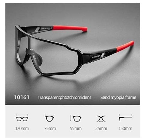 ROCKBROS 10161 Lunettes de Soleil Photochromiques Vélo Protection UV400