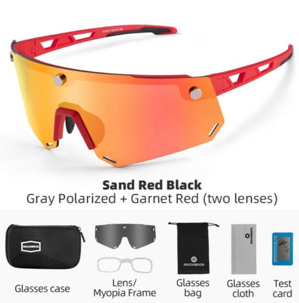 ROCKBROS Lunettes de soleil polarisées 2 en 1 Lunettes de sport magnétiques avec verres interchangeables