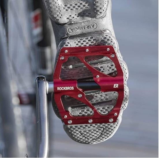 ROCKBROS 2020-12B Pédales de vélo en aluminium VTT 9/16 pouces Noir/Rouge Noir