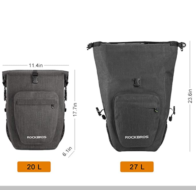 ROCKBROS AS-001-2BK Sac de transport arrière pour vélo 100% étanche 20-27L Noir