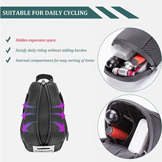ROCKBROS B74 Sacoches avec support de feu arrière Sac de selle de vélo Noir
