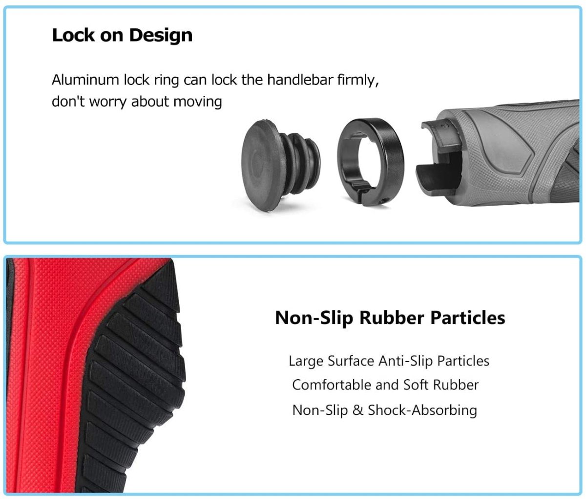 ROCKBROS Poignées de guidon de vélo ergonomiques 22mm noir