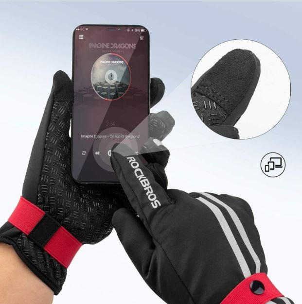 ROCKBROS Gants de Cyclisme Femme Homme Gants d'Hiver Écran Tactile Coupe-Vent 1 M