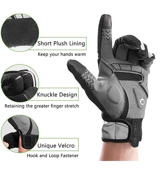 ROCKBROS Gants de Vélo Gants Doigts Complets Noir