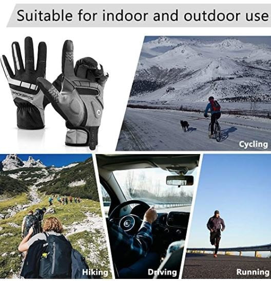 ROCKBROS Gants de Vélo Gants Doigts Complets Noir