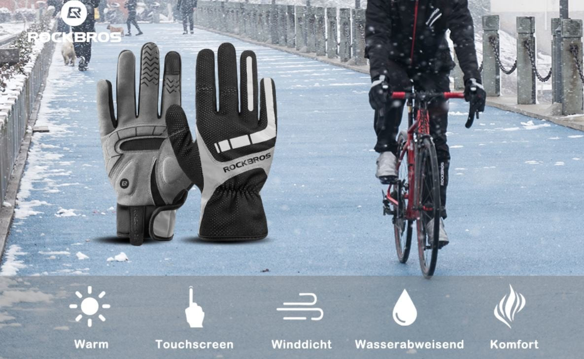 ROCKBROS Gants de Vélo Gants Doigts Complets Noir