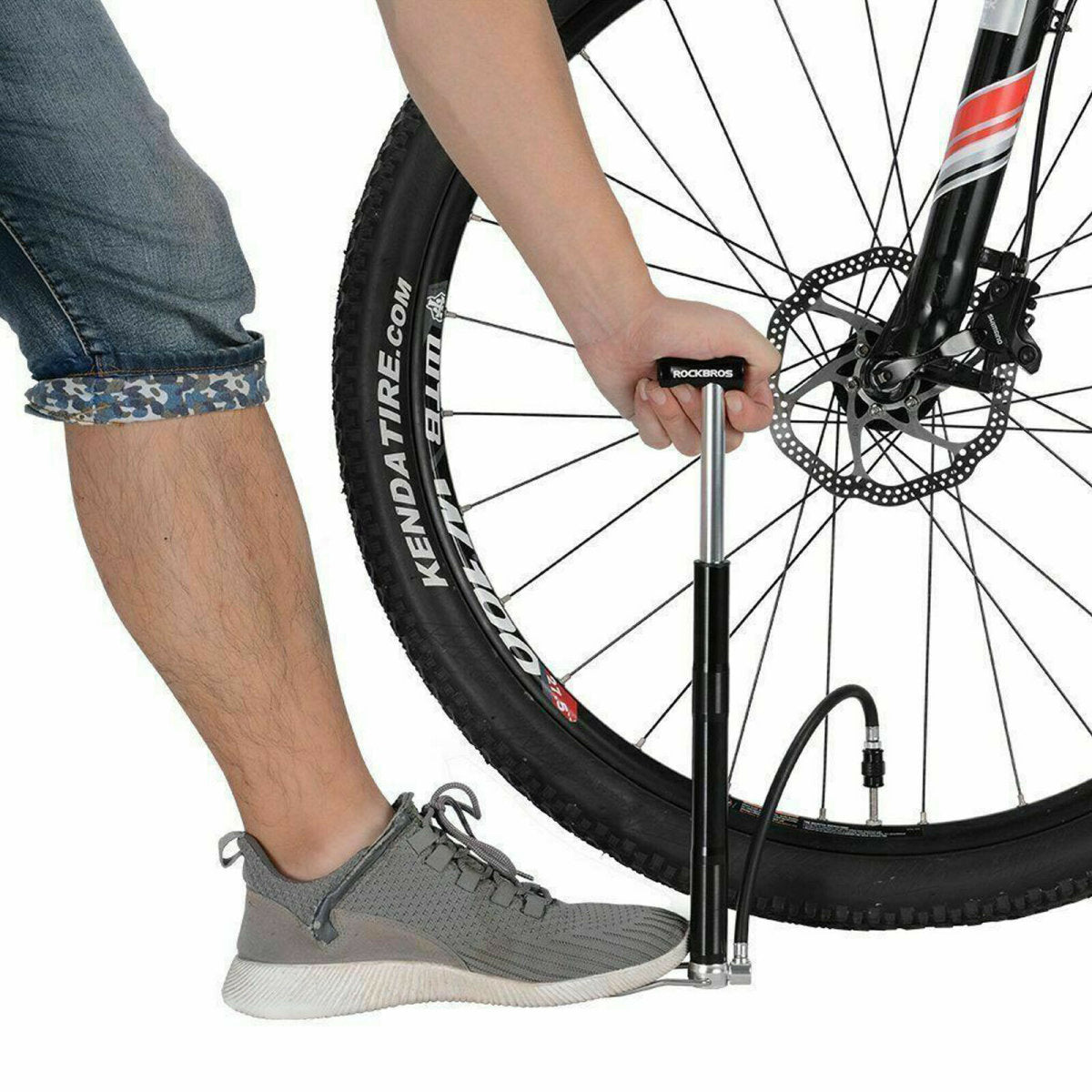 ROCKBROS Pompe à air pour vélo 120 PSI Presta&Schrader