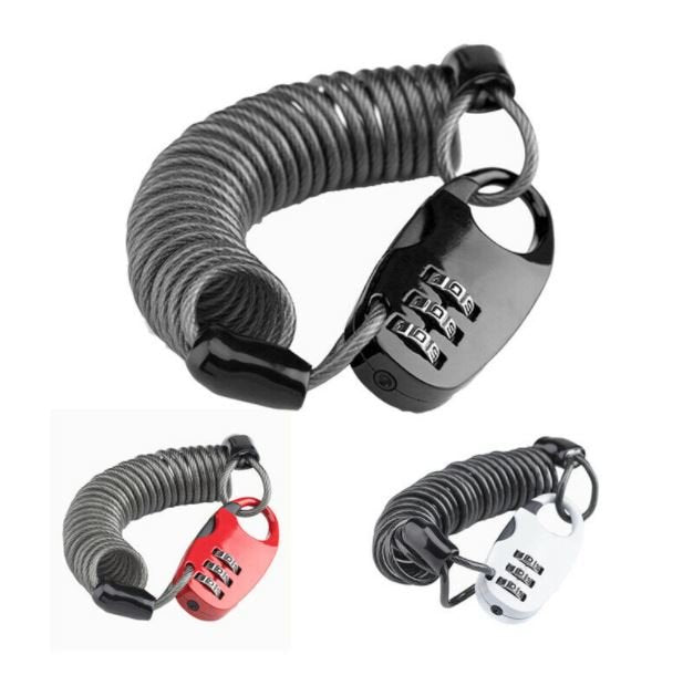 ROCKBROS antivol casque mini vélo moto câble antivol serrure à combinaison noir