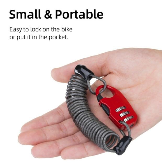 ROCKBROS antivol casque mini vélo moto câble antivol serrure à combinaison noir