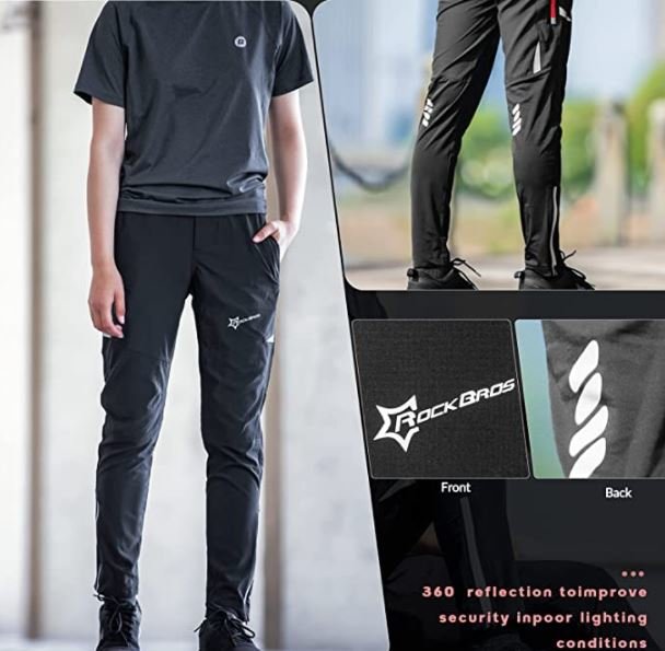 ROCKBROS Pantalon de cyclisme pour homme Respirant Long Pantalon de cyclisme Pantalon de course pour les sports de plein air