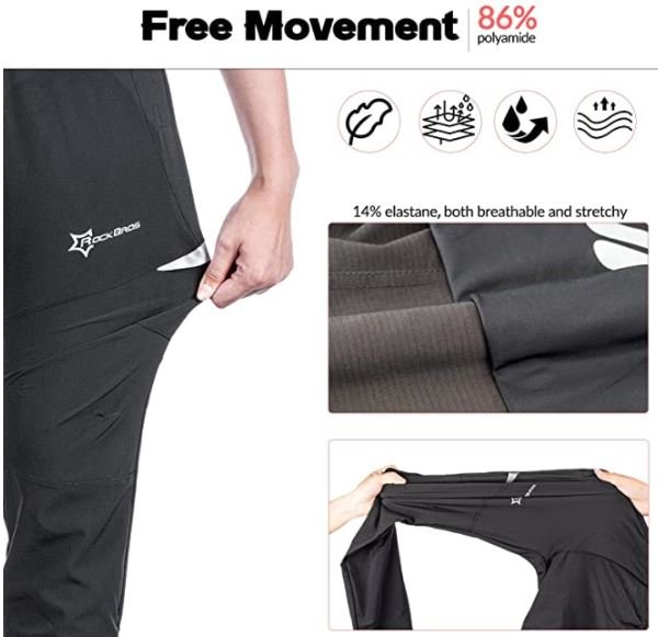 ROCKBROS Pantalon de cyclisme pour homme Respirant Long Pantalon de cyclisme Pantalon de course pour les sports de plein air