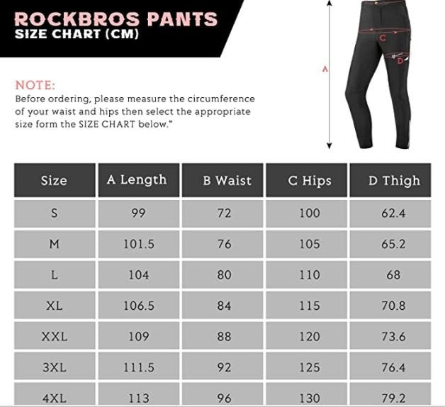 ROCKBROS Pantalon de cyclisme pour homme Respirant Long Pantalon de cyclisme Pantalon de course pour les sports de plein air