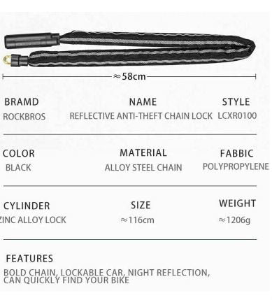 ROCKBROS LCXR0100 Serrure De Vélo Chaîne Serrure De Moto 116CM Avec Clé 6MM