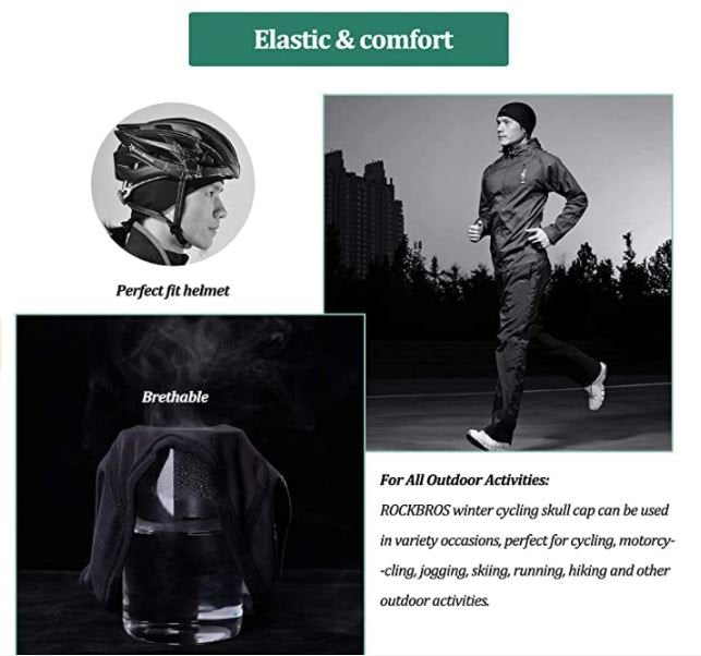 ROCKBROS LF041BK Casque de vélo fonctionnel bonnet polaire 3 pcs.