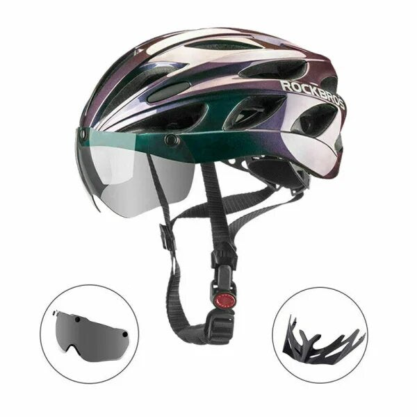 ROCKBROS TT-16-C Casque de vélo de route avec lunettes bleu dégradé