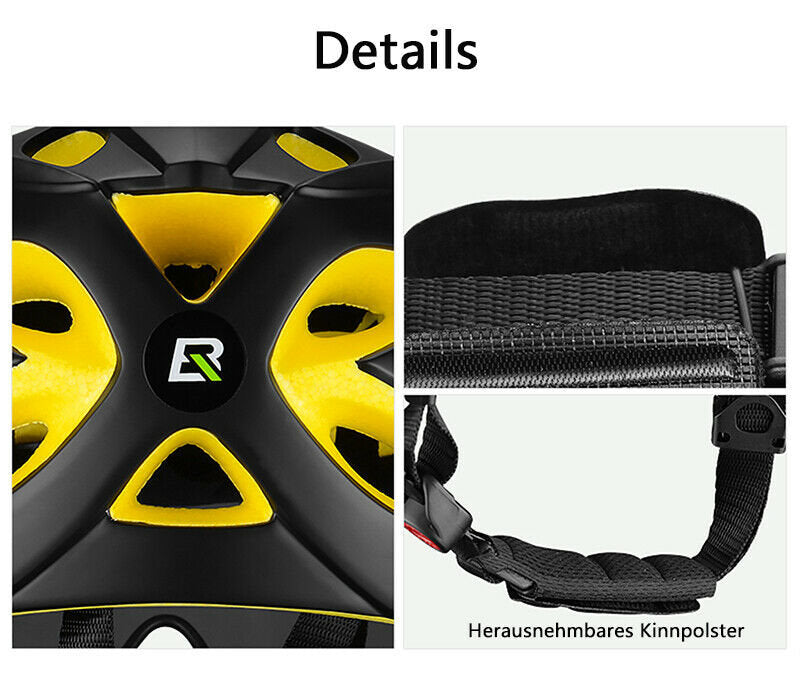 ROCKBROS TT-16 Casque de vélo de route Ensemble flexible noir jaune