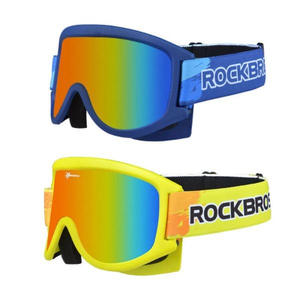ROCKBROS Lunettes de ski pour femme homme enfant Lunettes de ski d'hiver anti-buée Bleu (enfants)